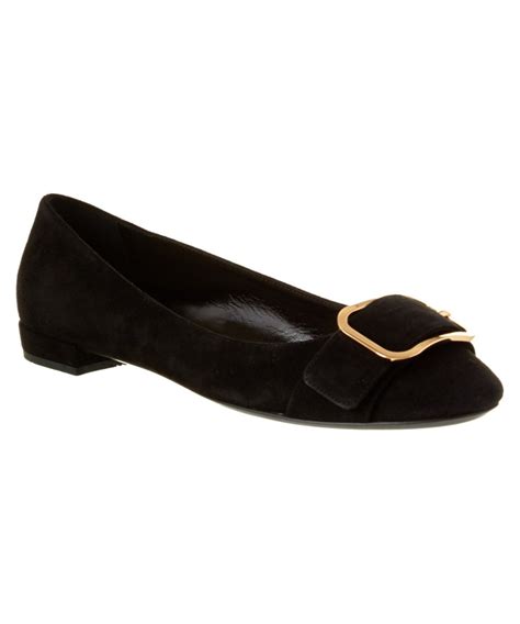 prada suede flats with rhinstone buckle|Shoes .